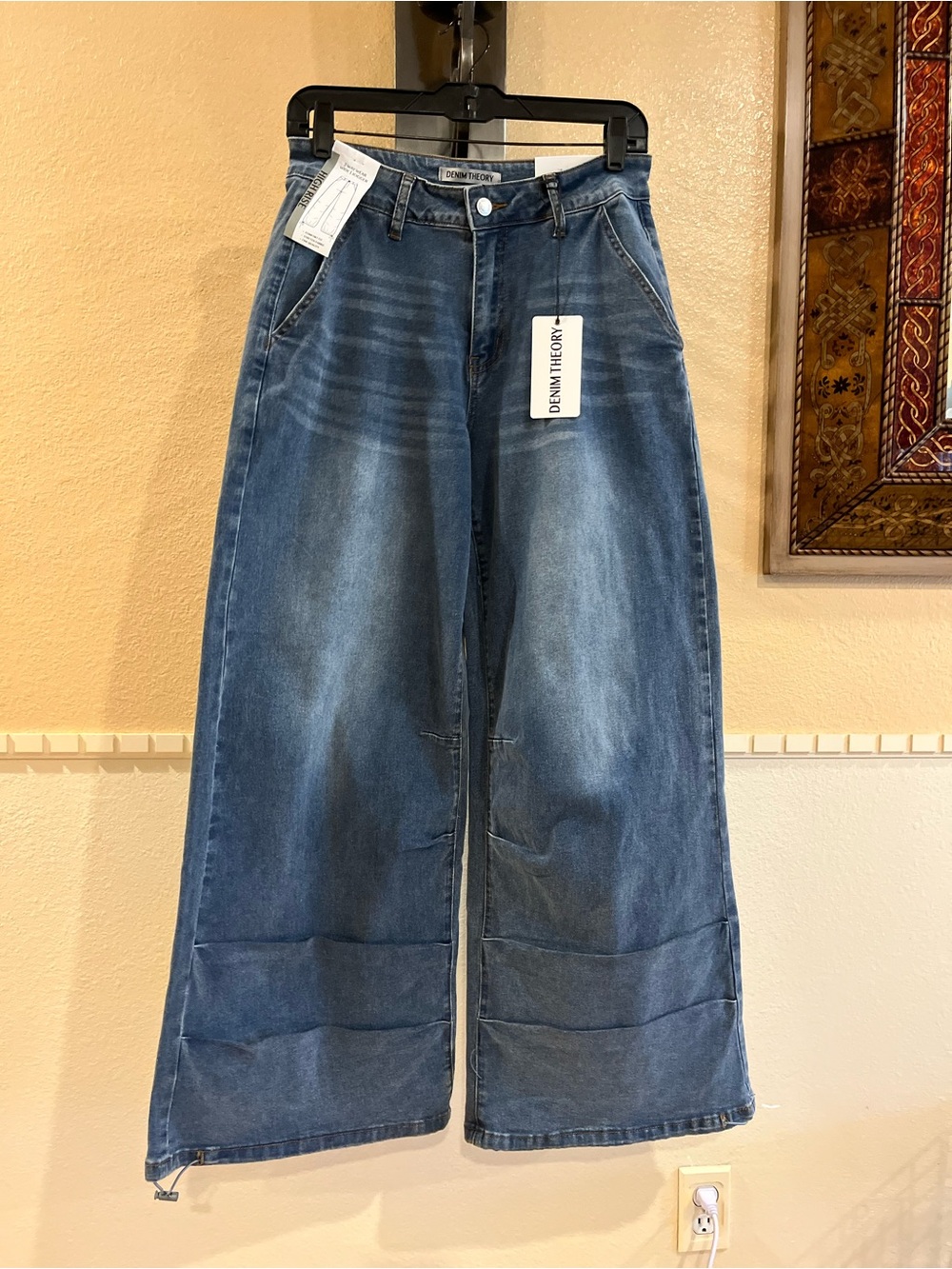 Theory Wide-Leg Jogger Jeans. Convertible 2-way design w/ drawstrings High-Rise
